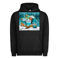 Pigment Black winter coffee cups with gnome Urban Hoodie - NancyCooperArtShop