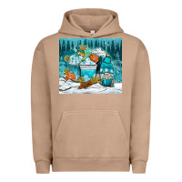 Pigment Burro winter coffee cups with gnome Urban Hoodie - NancyCooperArtShop