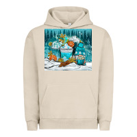 Pigment French Oak winter coffee cups with gnome Urban Hoodie - NancyCooperArtShop