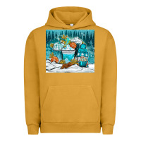Pigment Peanut Butter winter coffee cups with gnome Urban Hoodie - NancyCooperArtShop