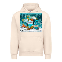 Sandshell winter coffee cups with gnome Urban Hoodie - NancyCooperArtShop