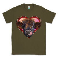 Army Green leopard heart highland calf Classic Tee - RanaPortraitStore