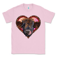 Bubblegum Pink leopard heart highland calf Classic Tee - RanaPortraitStore