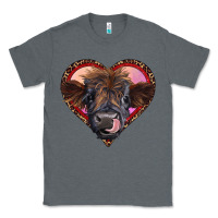 Charcoal Heather leopard heart highland calf Classic Tee - RanaPortraitStore