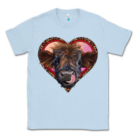 Dusty Blue leopard heart highland calf Classic Tee - RanaPortraitStore
