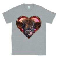 Heather Grey leopard heart highland calf Classic Tee - RanaPortraitStore