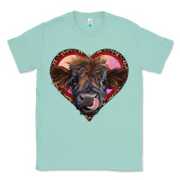 Seafoam leopard heart highland calf Classic Tee - RanaPortraitStore