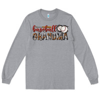 Heather Grey baseball grandma with leopard Long Sleeve Tee - texasbilliewilder