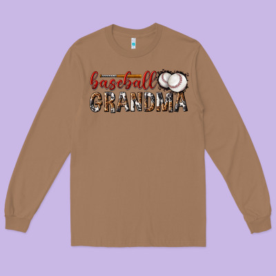 Long Sleeve Tee baseball grandma with leopard