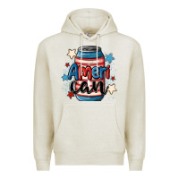 Oatmeal Heather American can cooler Premium Hoodie - MaliasSmallBusiness