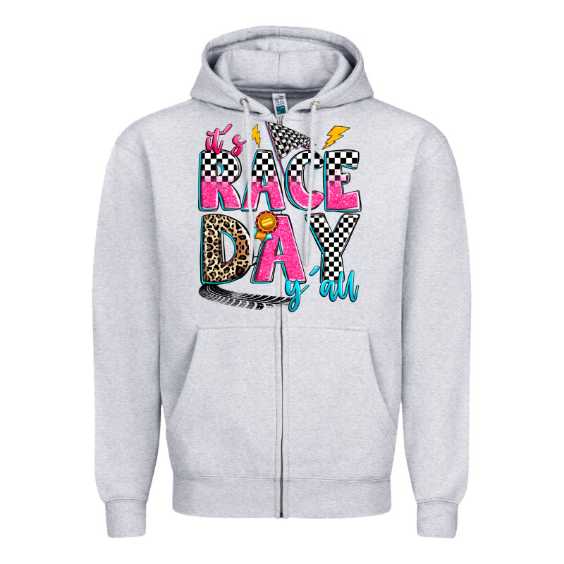 It's Race Day Y'all Zipper Hoodie by Zillion Design Studio | Teevron
