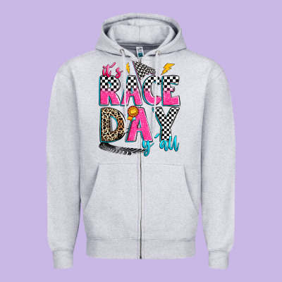 It's Race Day Y'all Zipper Hoodie Designed By Zillion Design Studio