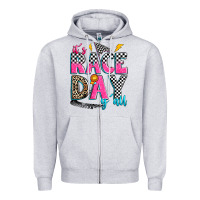 Heather Grey it's race day y'all Zipper Hoodie - Zillion Design Studio