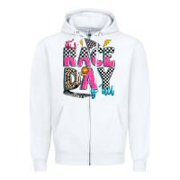 White it's race day y'all Zipper Hoodie - Zillion Design Studio