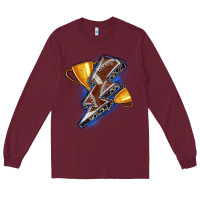 Burgundy football lightning bolt Long Sleeve Tee - Zillion Design Studio