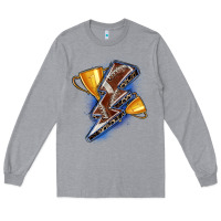 Heather Grey football lightning bolt Long Sleeve Tee - Zillion Design Studio