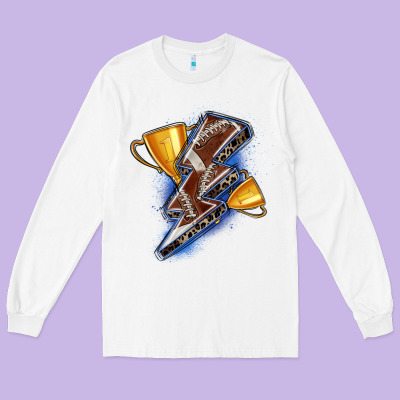 Football Lightning Bolt Long Sleeve Tee Designed By Zillion Design Studio