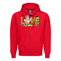 Red Love Nurse Halloween Zipper Hoodie - texasbilliewilder
