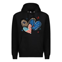 Black american flag leopard hearts Premium Hoodie - MaliasSmallBusiness