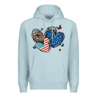 Blue Mist american flag leopard hearts Premium Hoodie - MaliasSmallBusiness