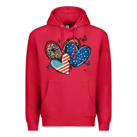 Cardinal american flag leopard hearts Premium Hoodie - MaliasSmallBusiness