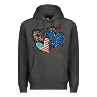 Charcoal Heather american flag leopard hearts Premium Hoodie - MaliasSmallBusiness