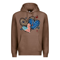 Chestnut american flag leopard hearts Premium Hoodie - MaliasSmallBusiness