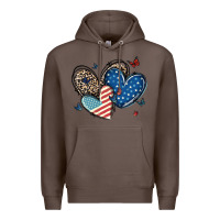 Coffee american flag leopard hearts Premium Hoodie - MaliasSmallBusiness