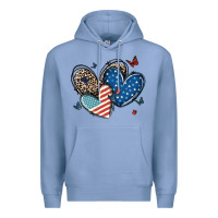 Colony Blue american flag leopard hearts Premium Hoodie - MaliasSmallBusiness
