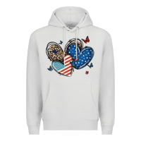 Dove Grey american flag leopard hearts Premium Hoodie - MaliasSmallBusiness