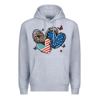 Heather Grey american flag leopard hearts Premium Hoodie - MaliasSmallBusiness