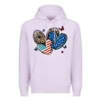 Lilac american flag leopard hearts Premium Hoodie - MaliasSmallBusiness