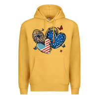 Mustard american flag leopard hearts Premium Hoodie - MaliasSmallBusiness