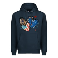 Navy american flag leopard hearts Premium Hoodie - MaliasSmallBusiness