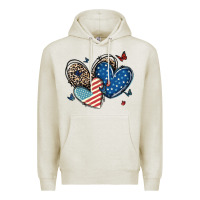 Oatmeal Heather american flag leopard hearts Premium Hoodie - MaliasSmallBusiness