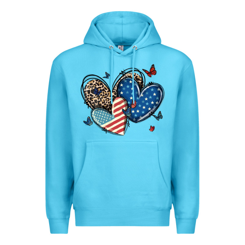 American Flag Leopard Hearts Premium Hoodie by MaliasSmallBusiness | Teevron