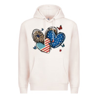 Pale Pink american flag leopard hearts Premium Hoodie - MaliasSmallBusiness