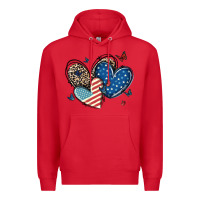 Red american flag leopard hearts Premium Hoodie - MaliasSmallBusiness