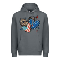 Rock american flag leopard hearts Premium Hoodie - MaliasSmallBusiness