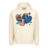 Sandshell american flag leopard hearts Premium Hoodie - MaliasSmallBusiness