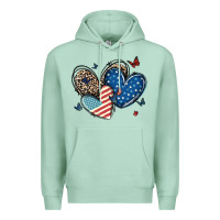 Seafoam american flag leopard hearts Premium Hoodie - MaliasSmallBusiness