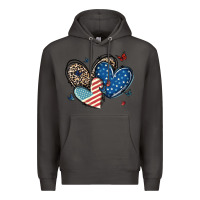 Smoke american flag leopard hearts Premium Hoodie - MaliasSmallBusiness