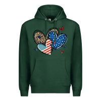 Sports Green american flag leopard hearts Premium Hoodie - MaliasSmallBusiness