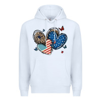 White american flag leopard hearts Premium Hoodie - MaliasSmallBusiness