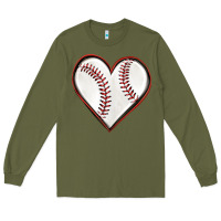 Army Green baseball heart Long Sleeve Tee - texasbilliewilder