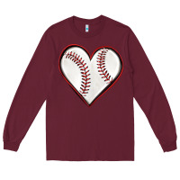 Burgundy baseball heart Long Sleeve Tee - texasbilliewilder