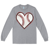 Heather Grey baseball heart Long Sleeve Tee - texasbilliewilder