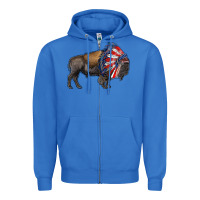 True Royal american bison with indian headdress Zipper Hoodie - RanaPortraitStore
