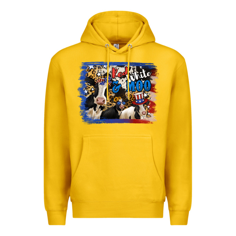 Red White Moo Heifers Premium Hoodie by RanaPortraitStore | Teevron