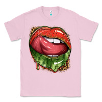 Bubblegum Pink watermelon lips with leopard Classic Tee - texasbilliewilder